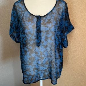 *Banana Republic- Size M - black and blue floral translucent sheet top